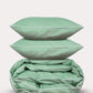 Classic Percale - Duvet Cover Set - Jade Green with White Piped Edge