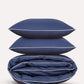 Classic Percale - Duvet Cover Set- Navy Blue with White Piped Edge