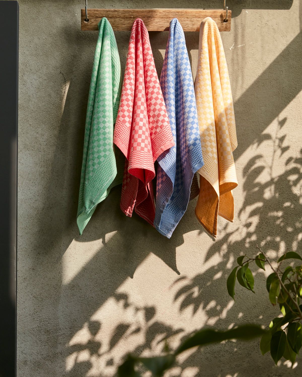 Gingham Cotton Tea Towel 6 pcs - Green - Ocoza