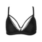 Front Straps Lined Triangle Lace Bra Black