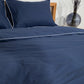 Classic Percale - Duvet Cover Set- Navy Blue with White Piped Edge
