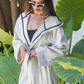 Cotton Oxford Waffle Bathrobe - White