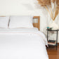 Classic Percale Duvet Cover- White with Peach Piped Edge