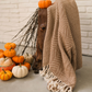 Herringbone Wool Throw - Camel